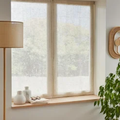 Paire de voilages passe-tringle effet lin (60 x 120 cm) Luca Beige