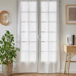 Paire de voilages passe-tringle effet lin (70 x 200 cm) Luca Blanc