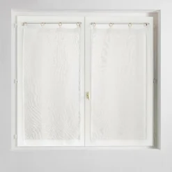 Paire de voilages tissés œillets bois (60 x 160 cm) Minalisa Blanc