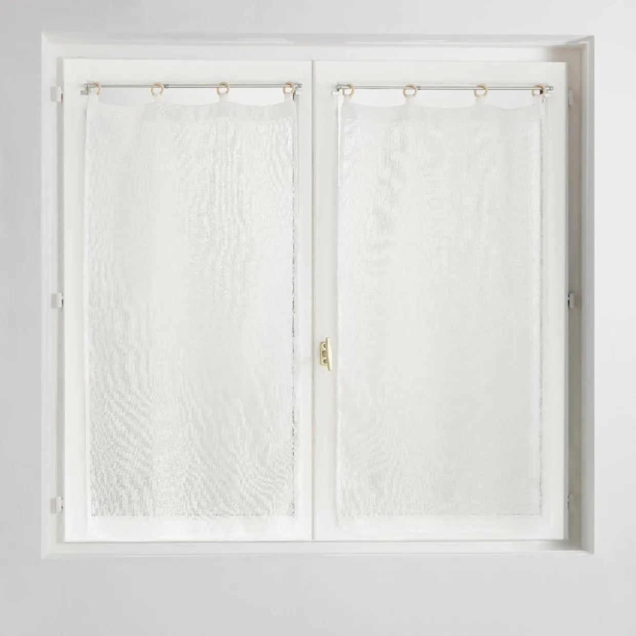 Paire de voilages tissés œillets bois (60 x 160 cm) Minalisa Blanc