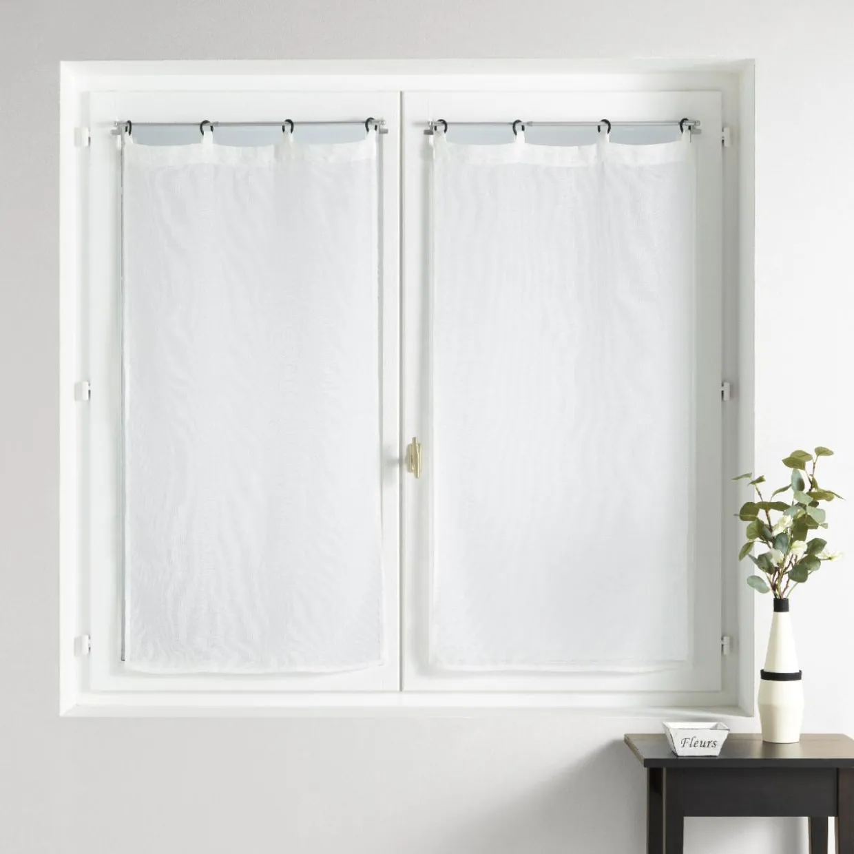 Paire de voilages tissés oeillets (60 x 160 cm) Davina Blanc