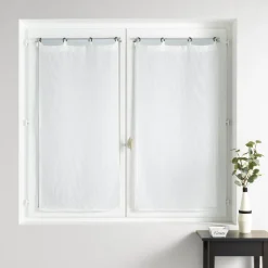 Paire de voilages tissés oeillets (60 x 120 cm) Davina Blanc