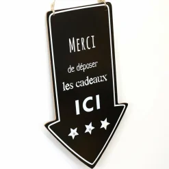 Pancarte lumineuse à piles (H40 cm) Dépôt de cadeaux Blanc chaud