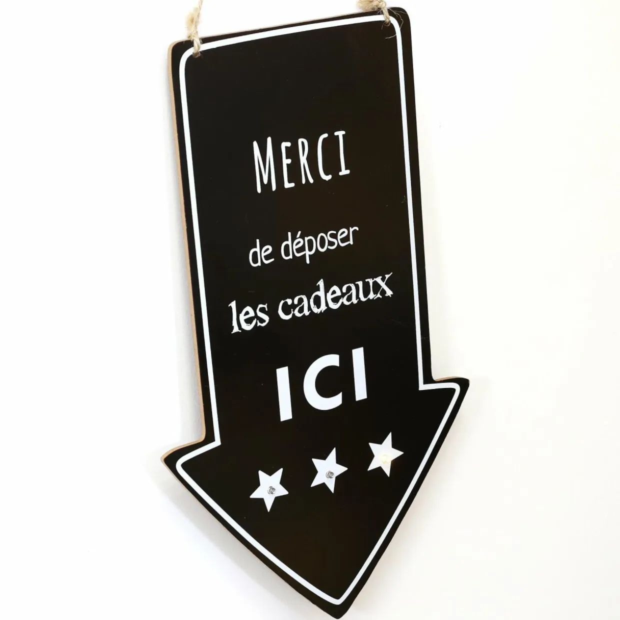 Pancarte lumineuse à piles (H40 cm) Dépôt de cadeaux Blanc chaud