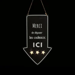 Pancarte lumineuse à piles (H40 cm) Dépôt de cadeaux Blanc chaud