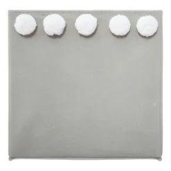 Panier de rangement enfant (29 x 29 cm) 5 Pompons Gris