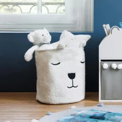 Panier à jouets (H40 cm) Bouclette Blanc