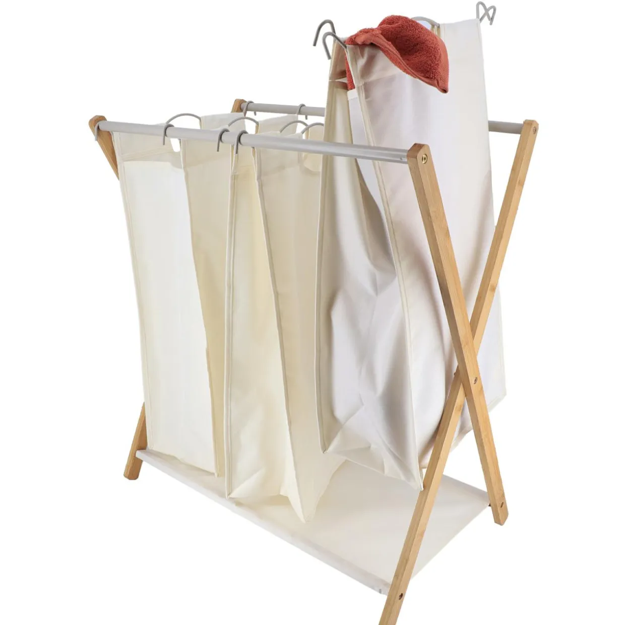 Panier à linge 3 compartiments (H76 cm) Purebamboo Ecru