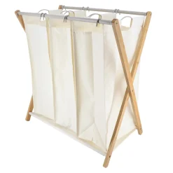 Panier à linge 3 compartiments (H76 cm) Purebamboo Ecru