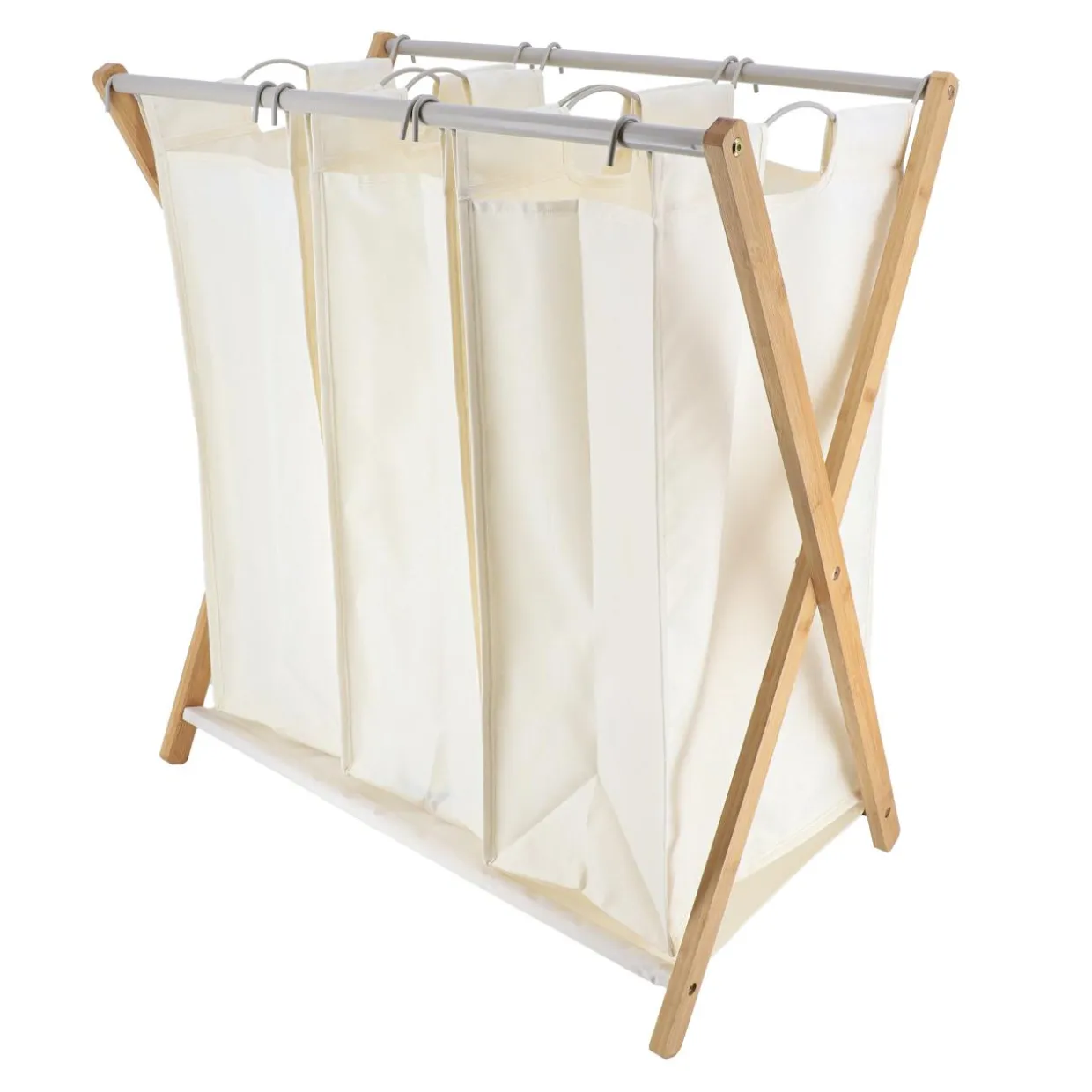 Panier à linge 3 compartiments (H76 cm) Purebamboo Ecru