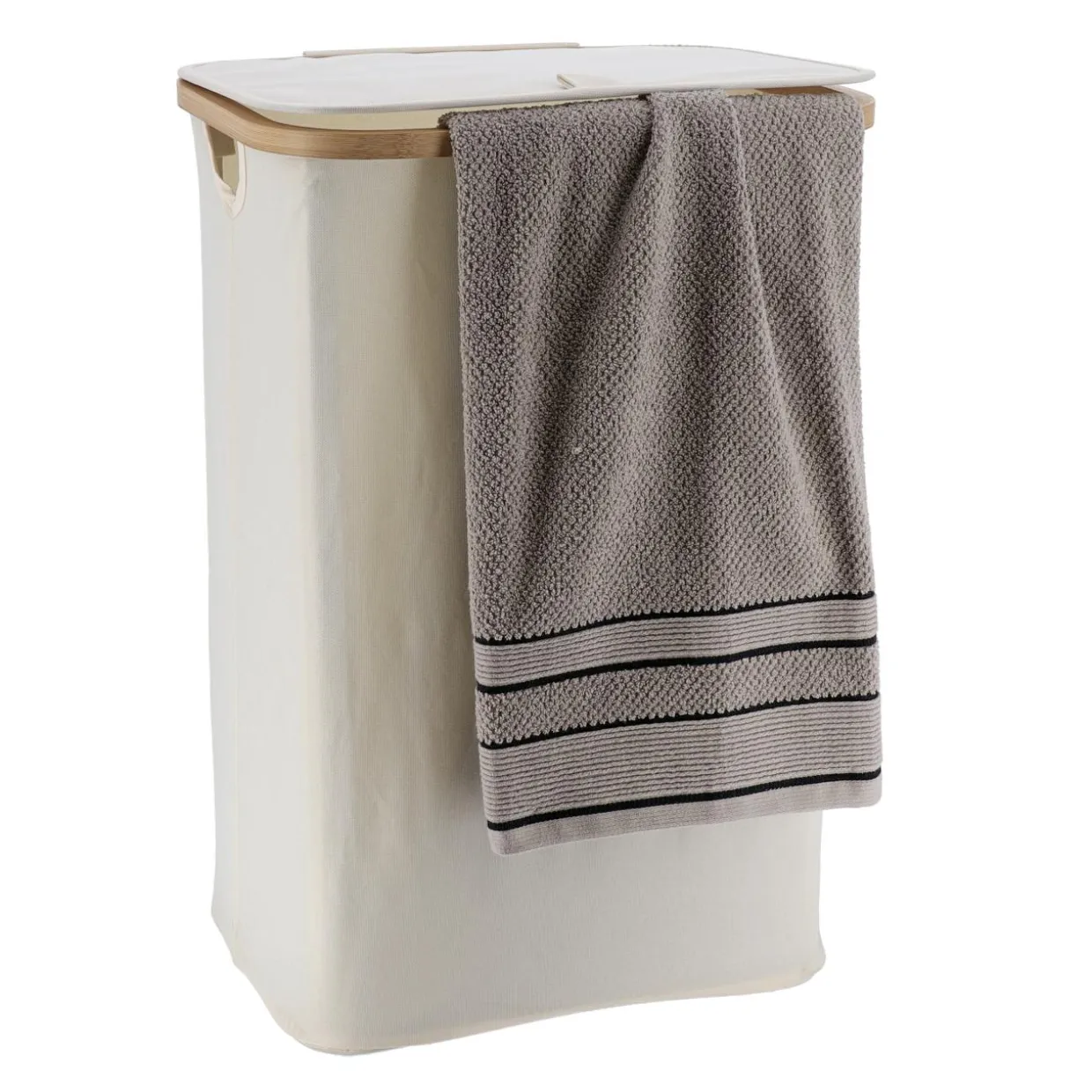 Panier à linge rectangulaire et pliable (H60 cm) Purebamboo Ecru