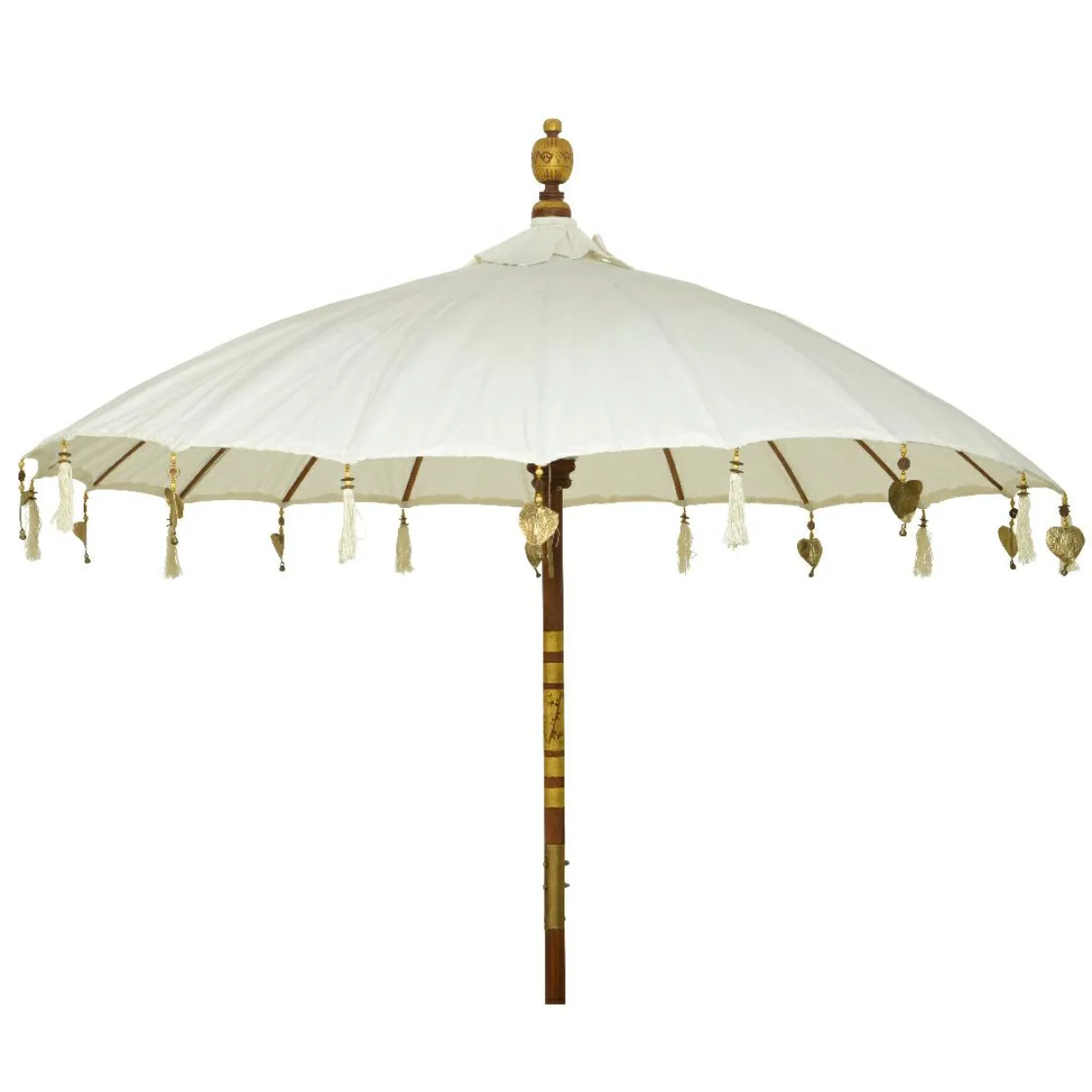 Parasol de jardin rond avec ornements (D2 m) Cuzco Blanc cassé