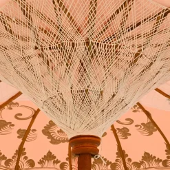 Parasol de jardin rond à franges (D2 m) Jaipur Beige rosé et dorure