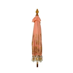 Parasol de jardin rond à franges (D2 m) Jaipur Beige rosé et dorure
