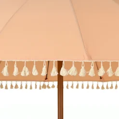 Parasol de jardin rond à franges (D2.5 m) Mexico Rose pêche