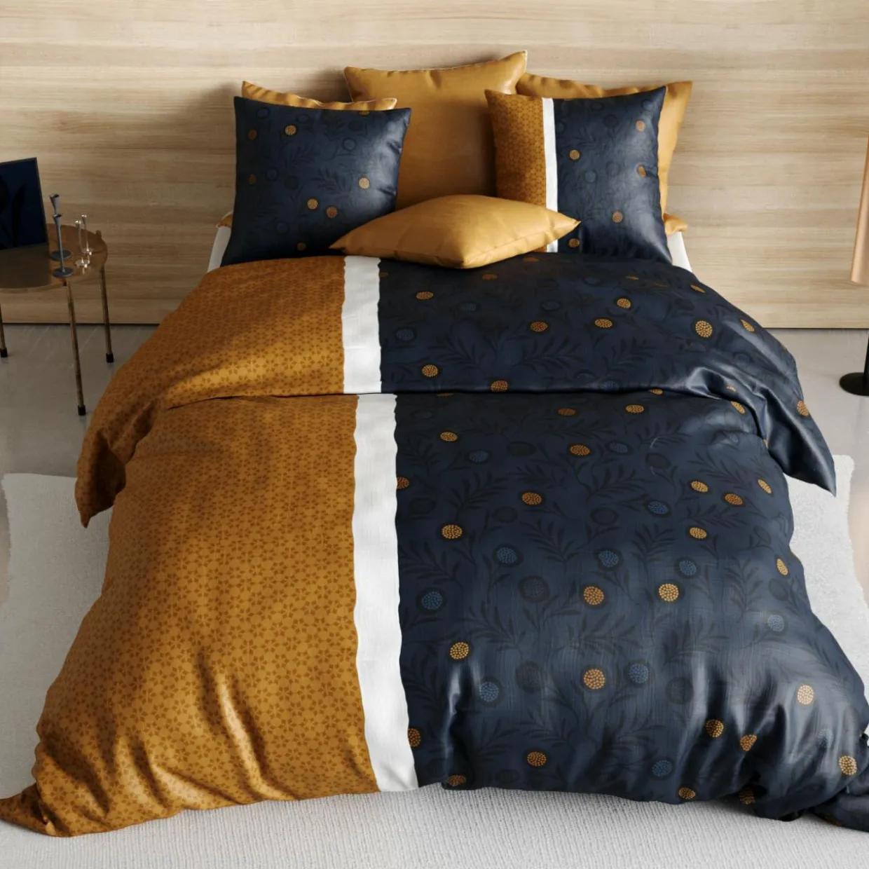 Parure de draps coton lit 90 cm 3 pièces Bel'or Jaune