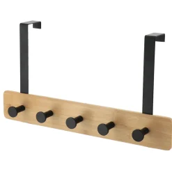 Patère pour porte 5 crochets (L37 x H20 cm) Bambou Noir