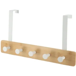 Patère pour porte 5 crochets (L37 x H20 cm) Bambou Blanc