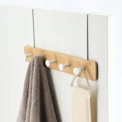 Patère pour porte 5 crochets (L37 x H20 cm) Bambou Blanc