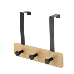 Patère pour porte 3 crochets (L29 x H20 cm) Bambou Noir