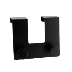 Patère pour porte métal 2 crochets (H10 cm) Noir