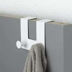 Patère pour porte métal 2 crochets (H10 cm) Blanc