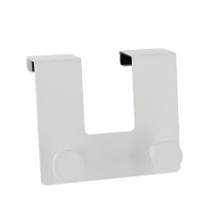 Patère pour porte métal 2 crochets (H10 cm) Blanc