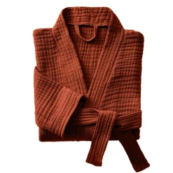 Peignoir de bain gaze de coton L/XL Gaïa Terracotta