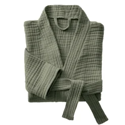 Peignoir de bain gaze de coton S/M Gaïa Vert romarin