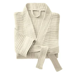 Peignoir de bain gaze de coton L/XL Gaïa Beige pampa