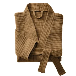 Peignoir de bain gaze de coton S/M Gaïa Camel