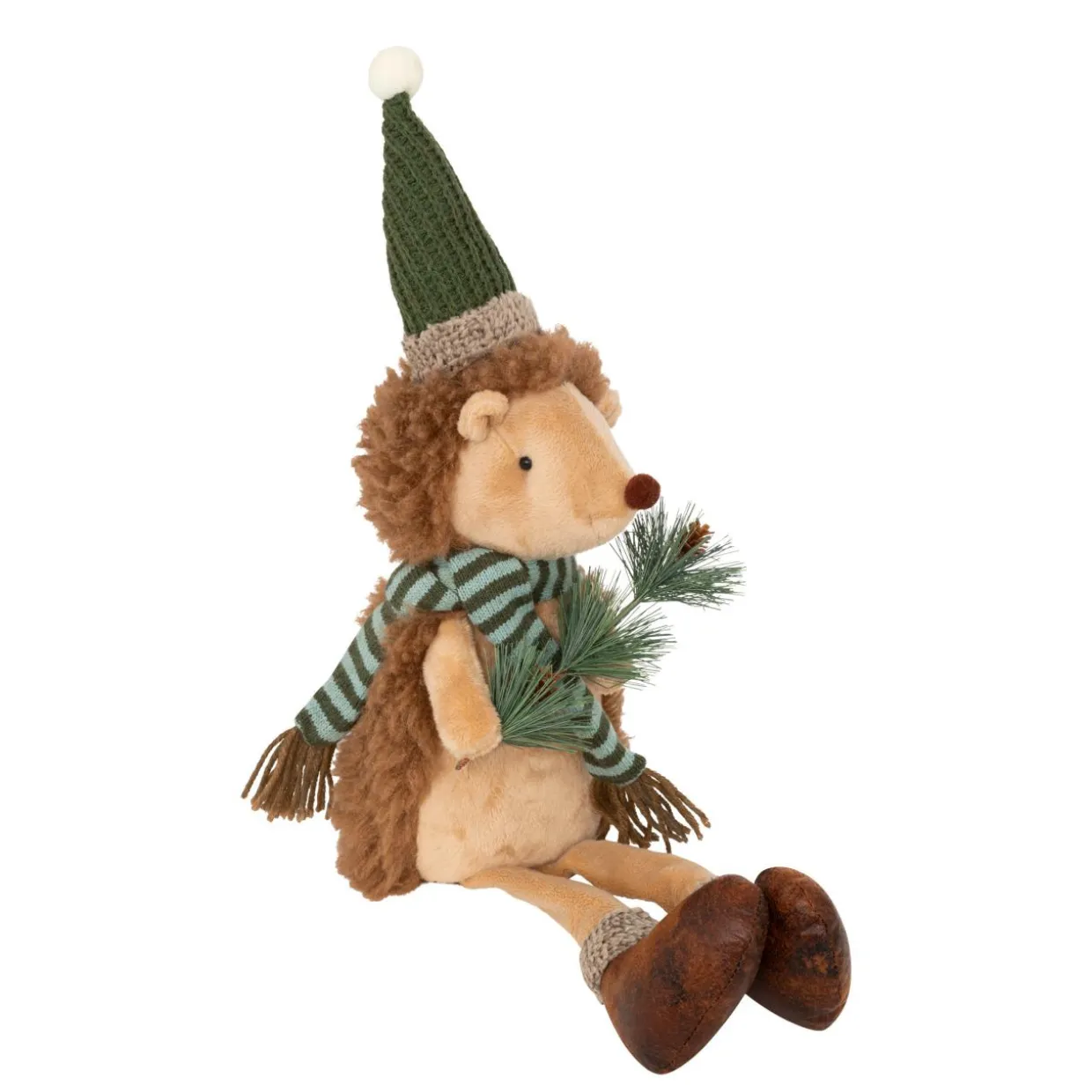 Peluche assise (H61cm) Hérisson de la forêt Beige et vert