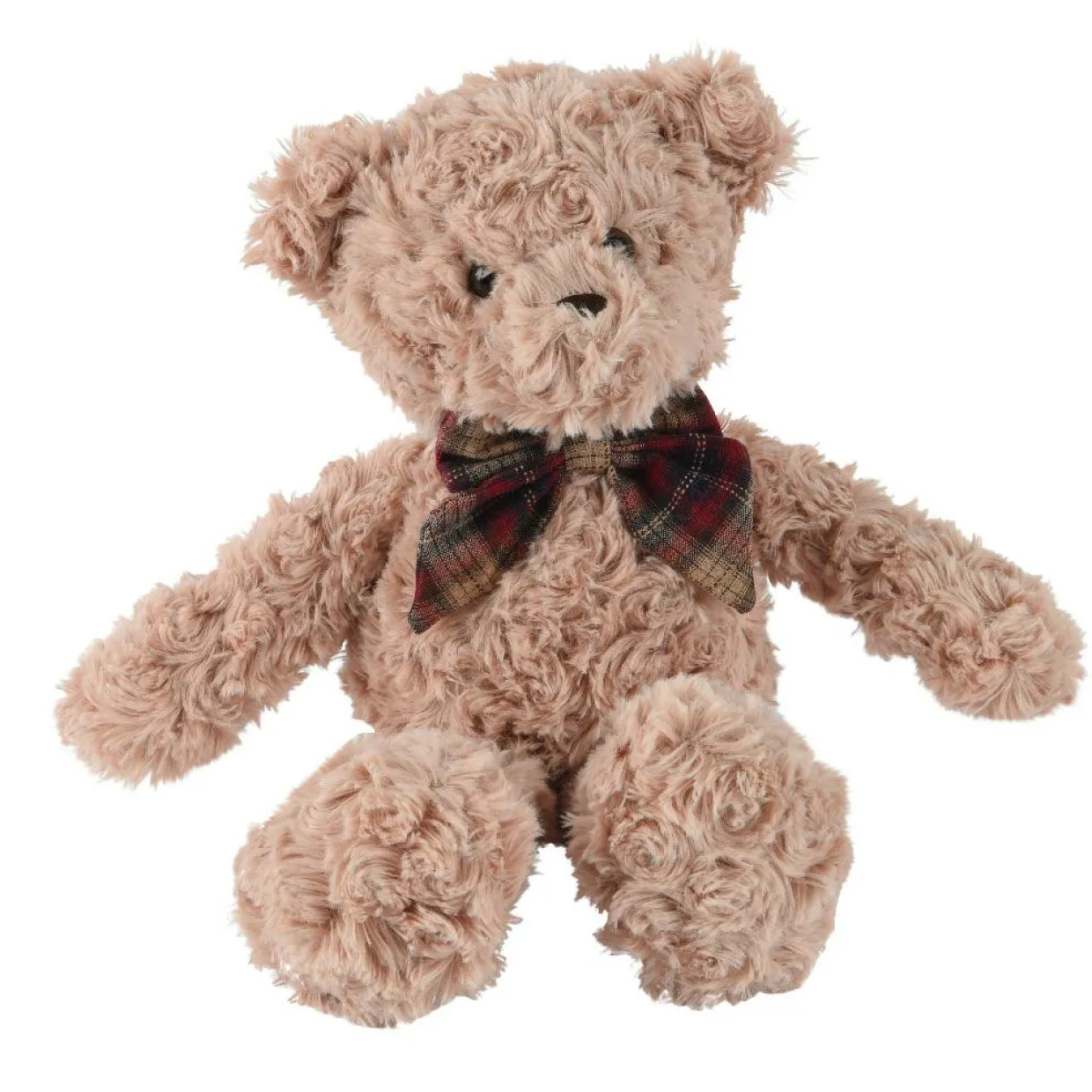 Peluche douceur (H30 cm) Gaston et nœud papillon à carreaux