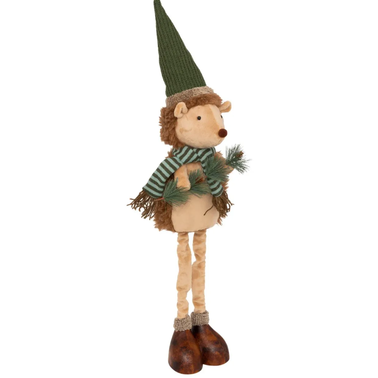 Peluche jambes téléscopiques (H95 cm) Hérisson de la forêt Beige et vert