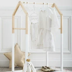 Penderie enfant bois (H100 cm) Maison Blanche