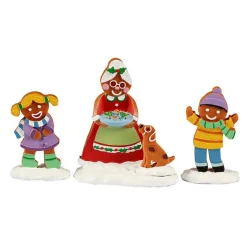 Personnages Lemax Mère Noël Pain d'épices et enfants