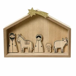 Petite crèche de Noël en bois (H27 cm) Sainte-Marceline
