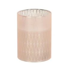 Photophore en verre avec bougie (H10 cm) Strim Rose