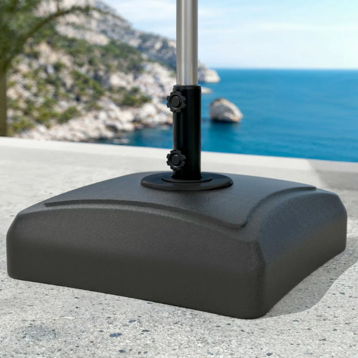 Pied de parasol carré universel à remplir 32L Noir