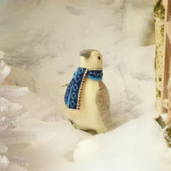 Pingouin de Noël (H26 cm) Igloo écharpe bleu clair