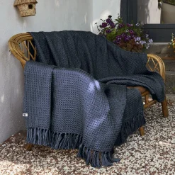Plaid canapé matière recyclée (180 x 220 cm) Gabin Bleu nuit
