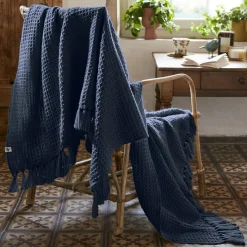 Plaid canapé matière recyclée (130 x 160 cm) Gabin Bleu nuit