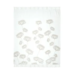 Plaid coton recyclé doux (125 x 150 cm) Oriana Ecru