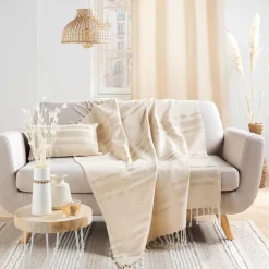 Plaid coton (125 x 150 cm) Doreline Ecru