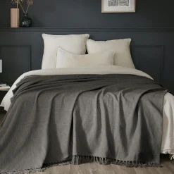 Plaid coton (180 x 220 cm) Sixtine Gris ardoise