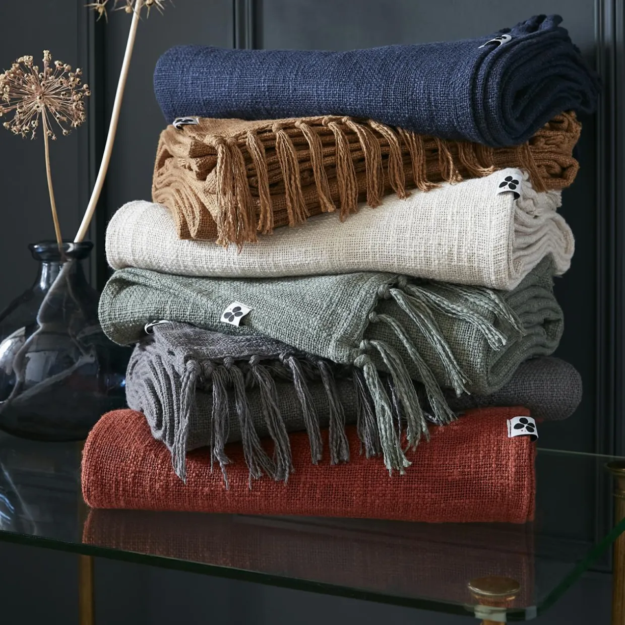 Plaid coton (180 x 220 cm) Sixtine Gris ardoise
