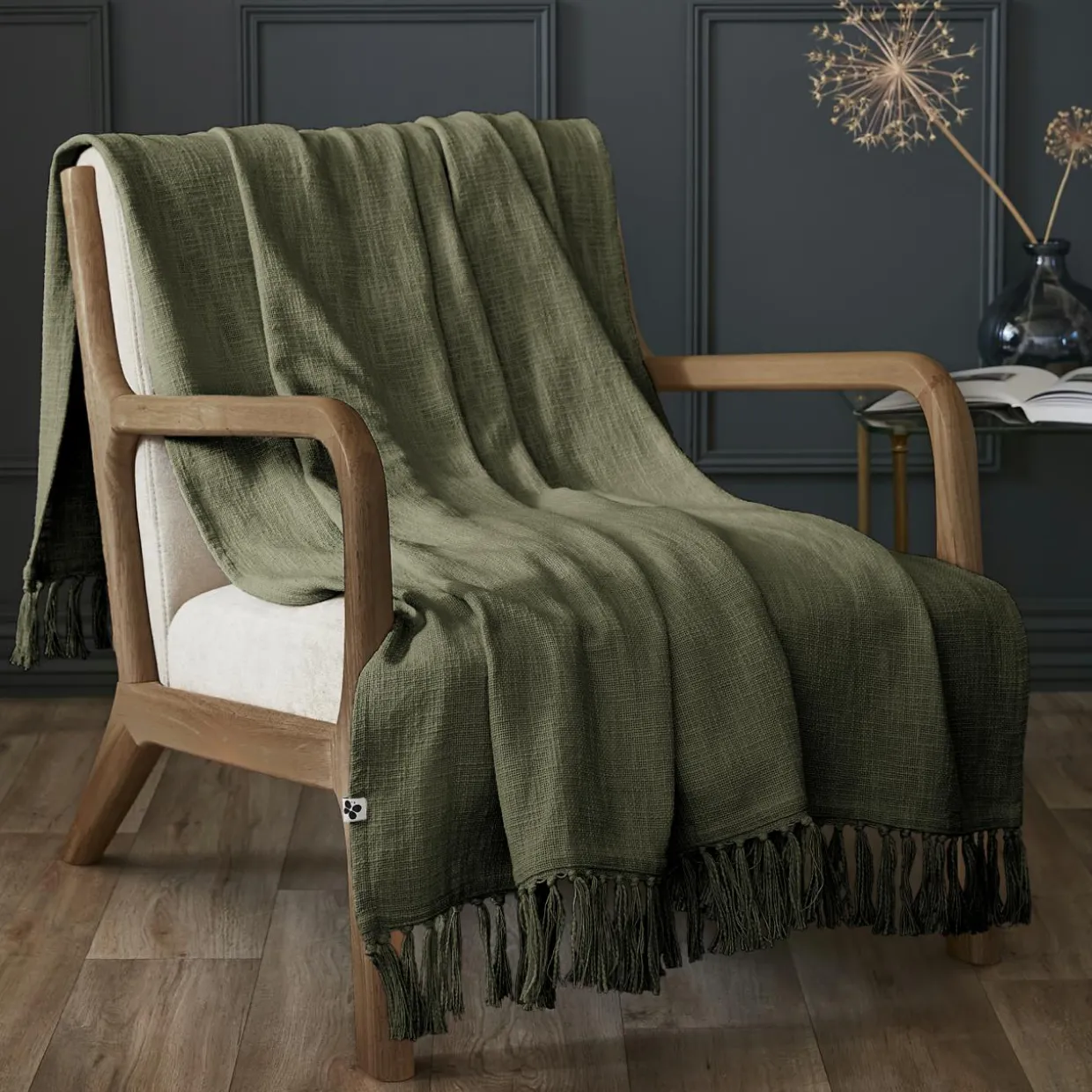 Plaid coton (130 x 160 cm) Sixtine Vert romarin