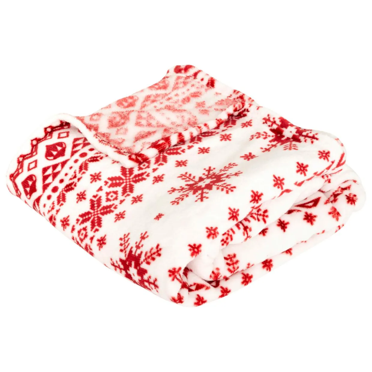 Plaid de Noël (180 x 130 cm) Flocons de neige Rouge et blanc