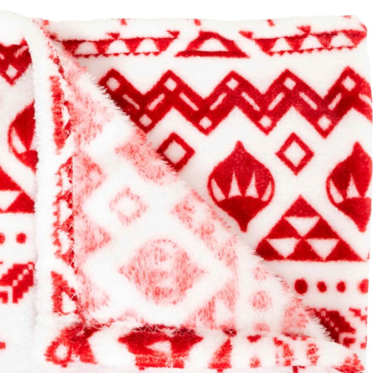 Plaid de Noël (180 x 130 cm) Flocons de neige Rouge et blanc
