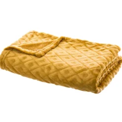 Plaid doux (150 cm) 3D Losange Jaune ocre